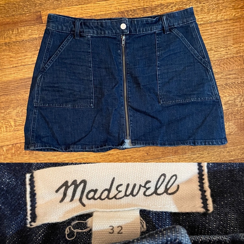 madewell denim zip-up skirt !!